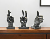 Set of Three Black Resin Hand Tabletop Sculpture