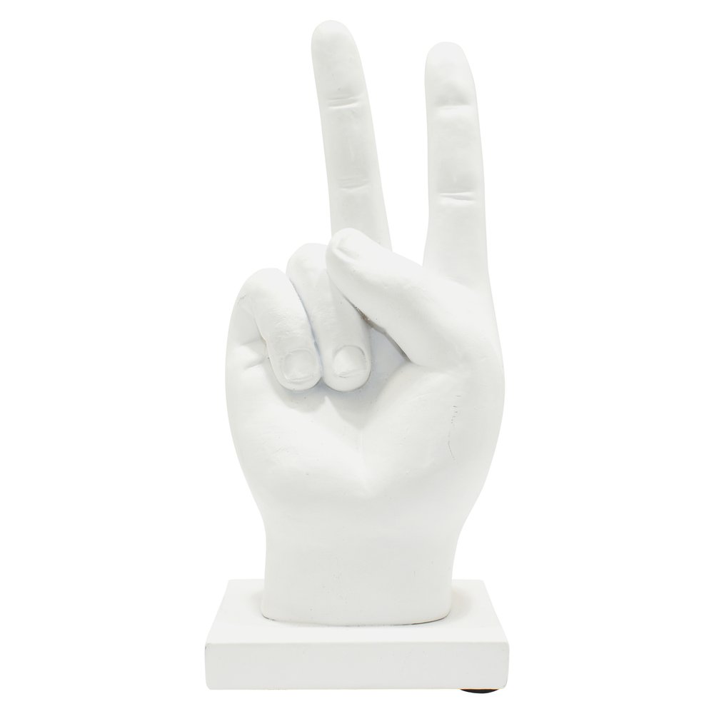 Set of Three White Resin Hand Tabletop Sculpture