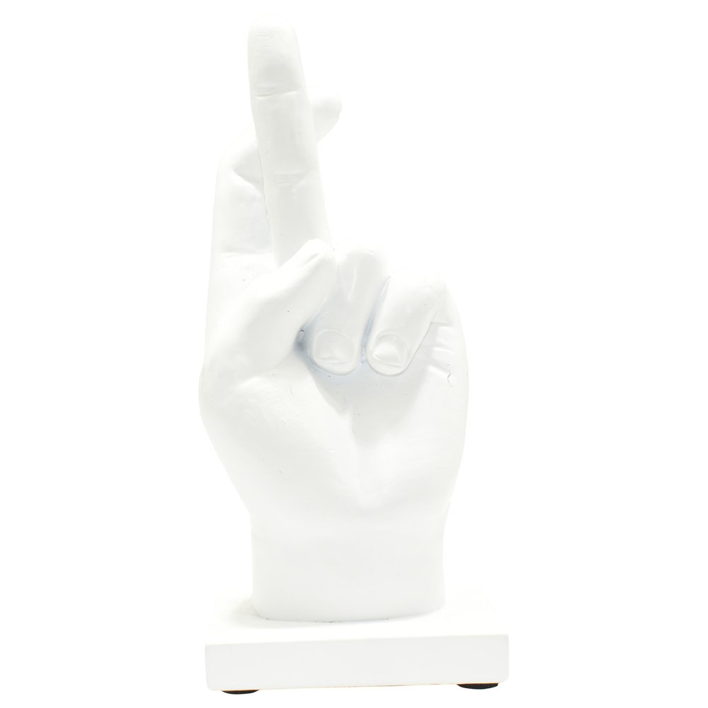 Set of Three White Resin Hand Tabletop Sculpture