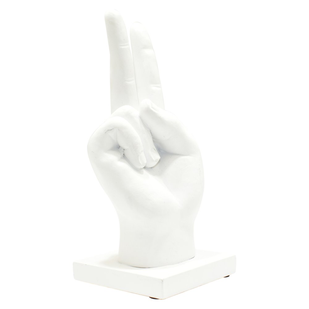 Set of Three White Resin Hand Tabletop Sculpture