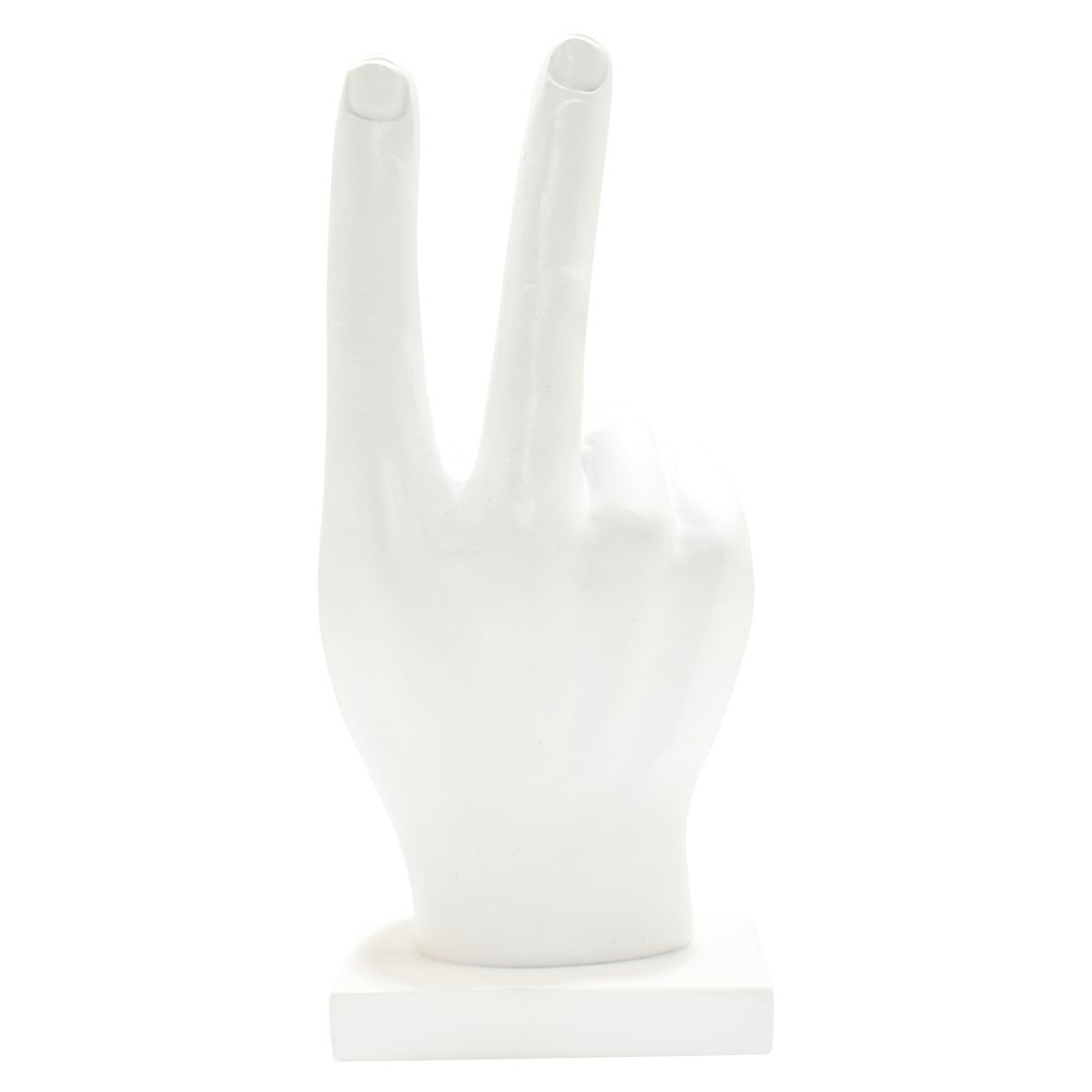 Set of Three White Resin Hand Tabletop Sculpture