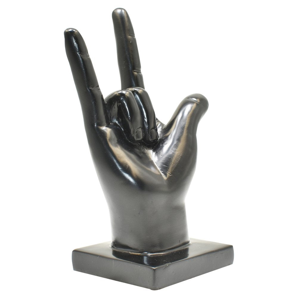 6" Black Resin Hand Tabletop Sculpture