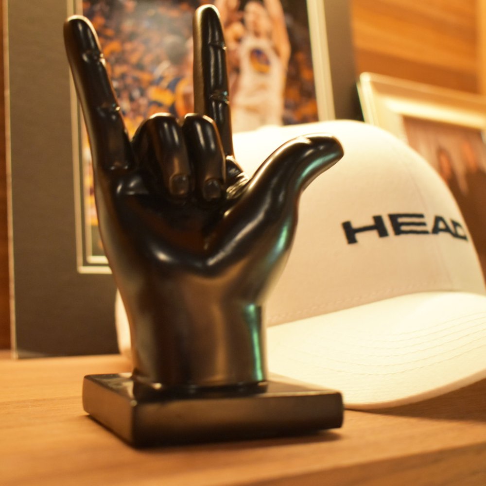 6" Black Resin Hand Tabletop Sculpture