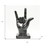 6" Black Resin Hand Tabletop Sculpture