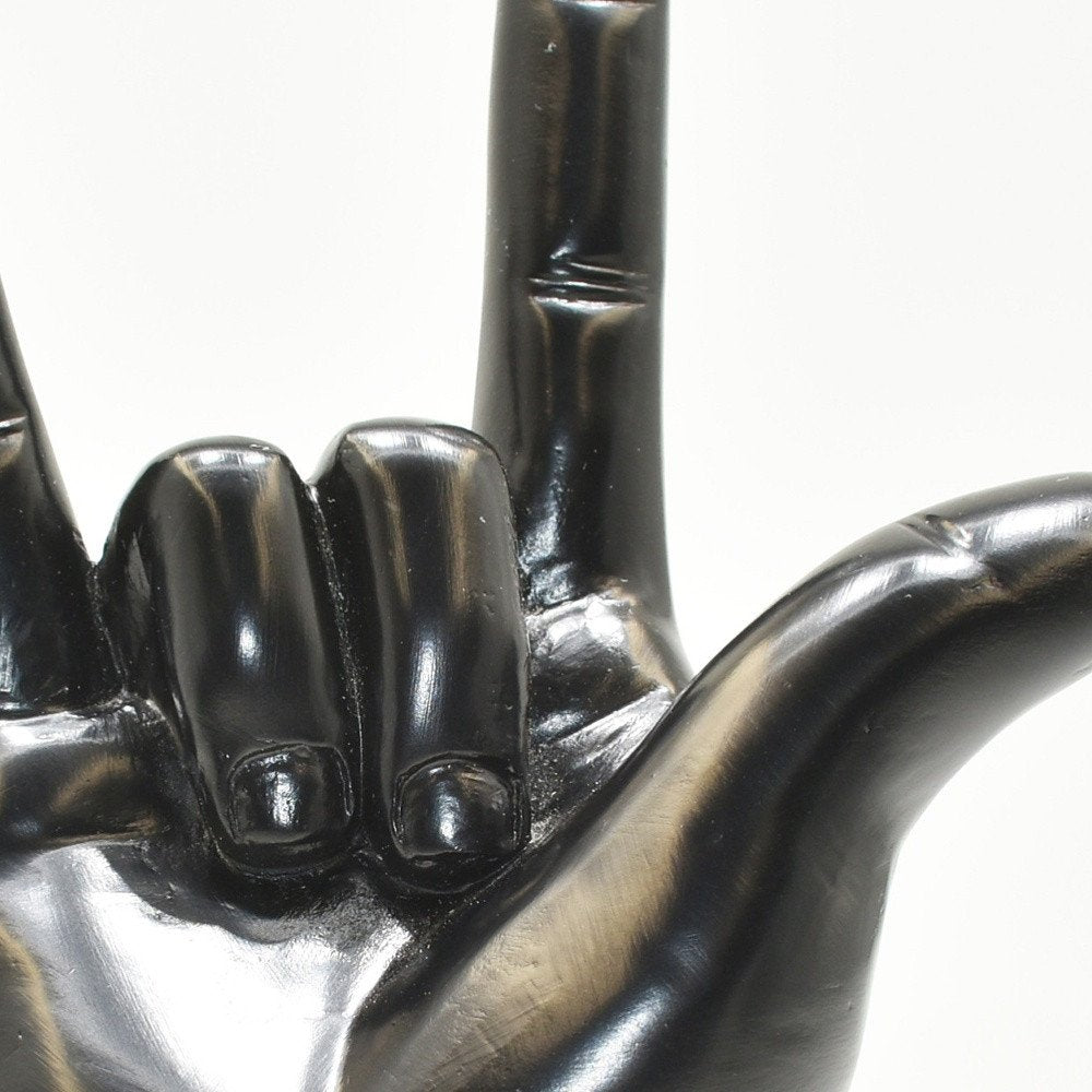 6" Black Resin Hand Tabletop Sculpture
