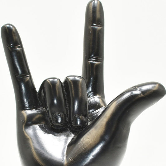 6" Black Resin Hand Tabletop Sculpture