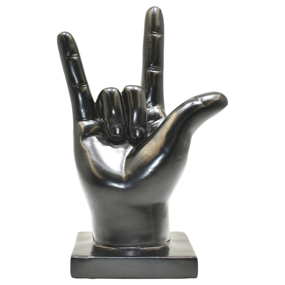 6" Black Resin Hand Tabletop Sculpture