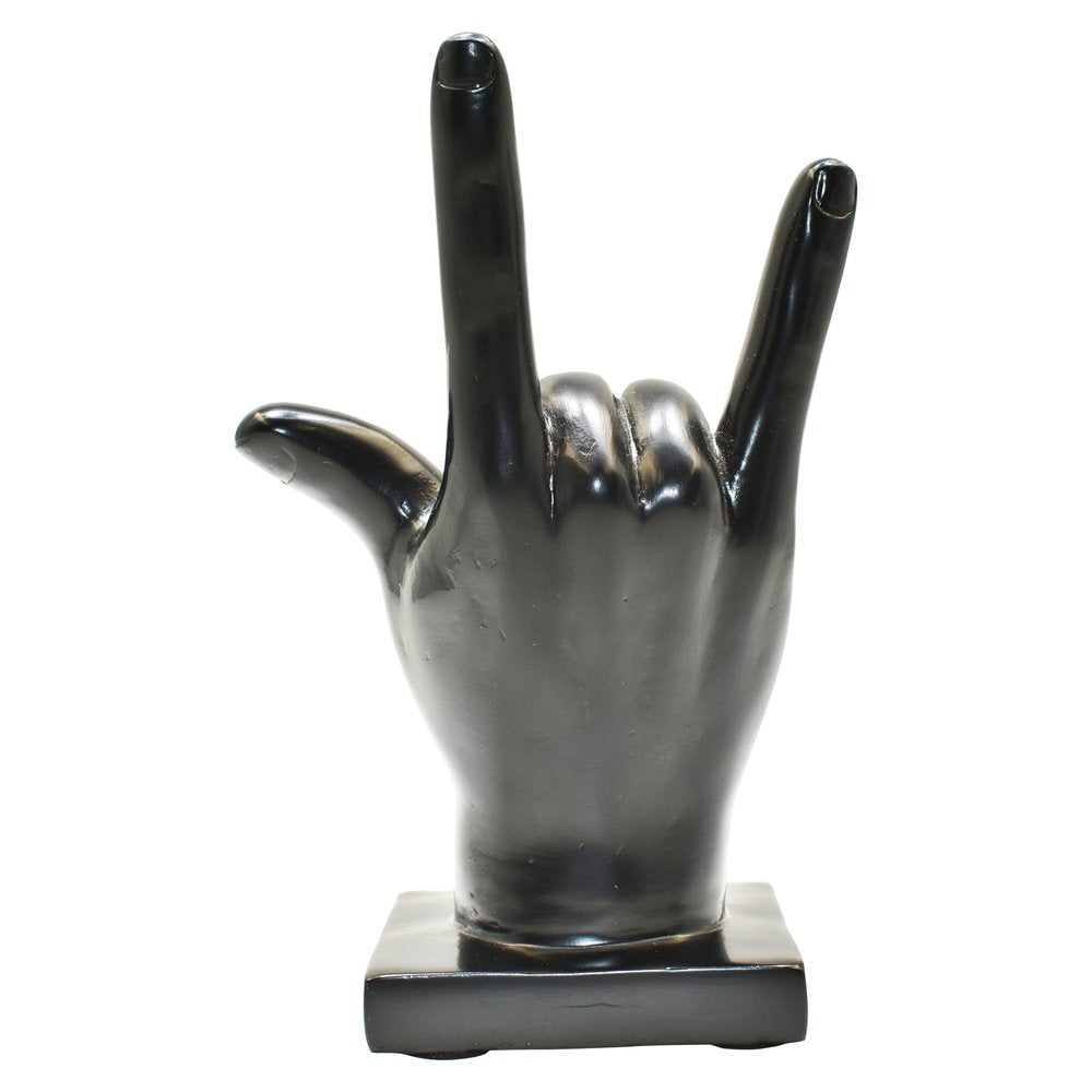 6" Black Resin Hand Tabletop Sculpture