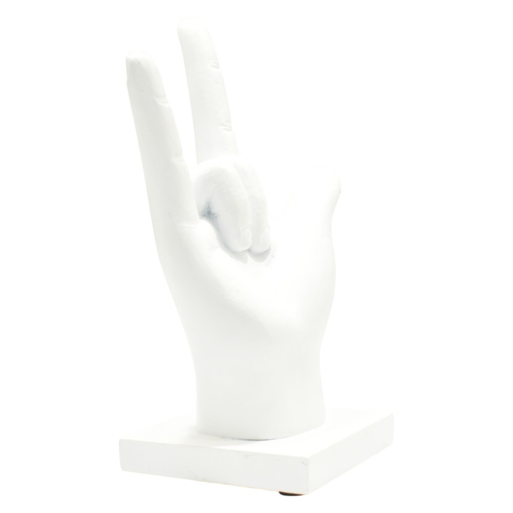 6" White Resin Hand Tabletop Sculpture