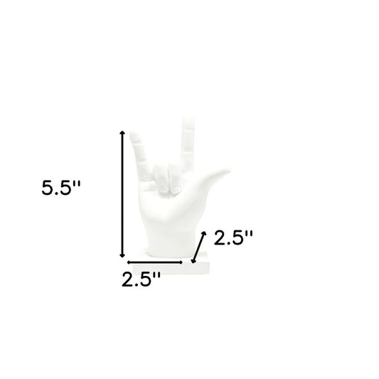 6" White Resin Hand Tabletop Sculpture