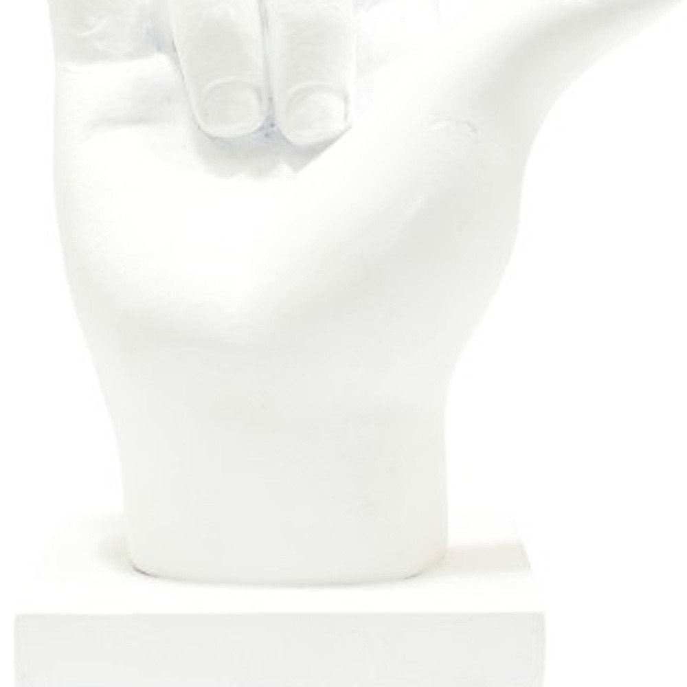 6" White Resin Hand Tabletop Sculpture