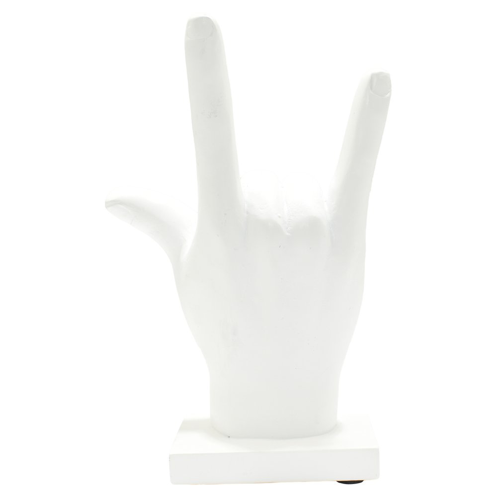 6" White Resin Hand Tabletop Sculpture