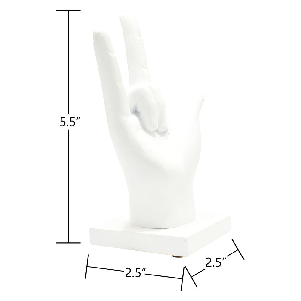 6" White Resin Hand Tabletop Sculpture