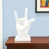 6" White Resin Hand Tabletop Sculpture