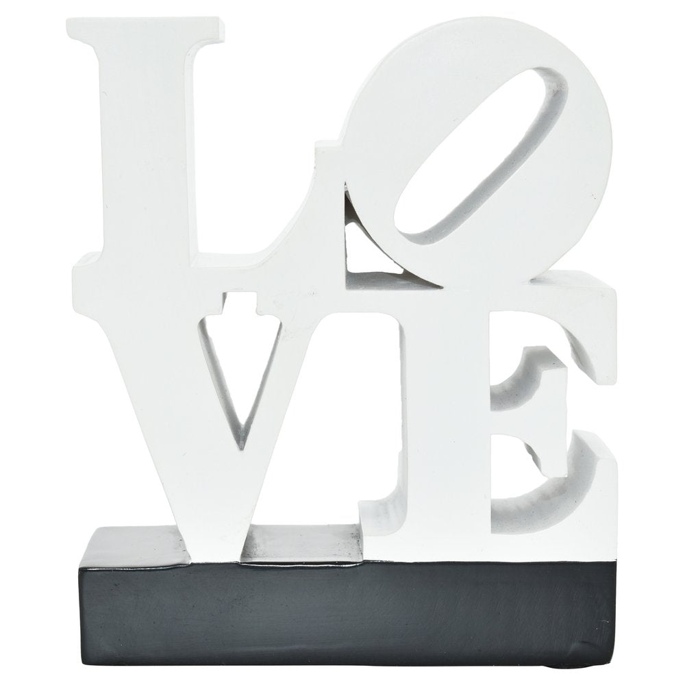 4" White And Black Resin Love Tabletop Sculpture