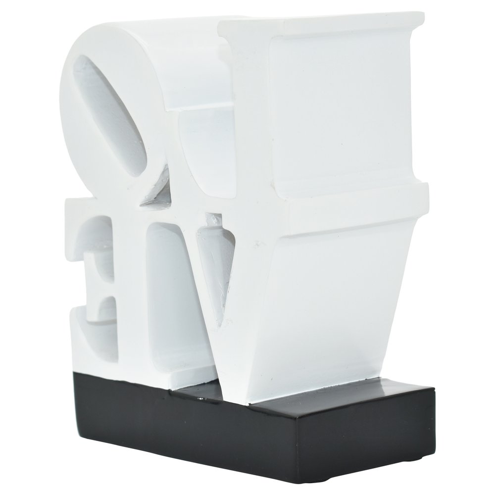 4" White And Black Resin Love Tabletop Sculpture