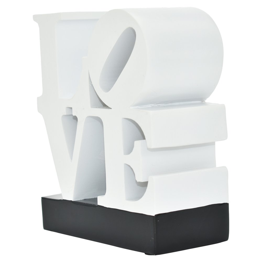 4" White And Black Resin Love Tabletop Sculpture