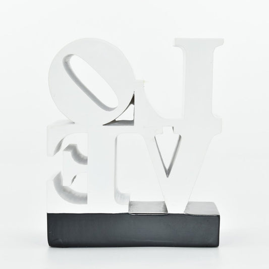 4" White And Black Resin Love Tabletop Sculpture
