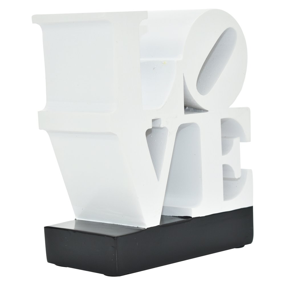 4" White And Black Resin Love Tabletop Sculpture