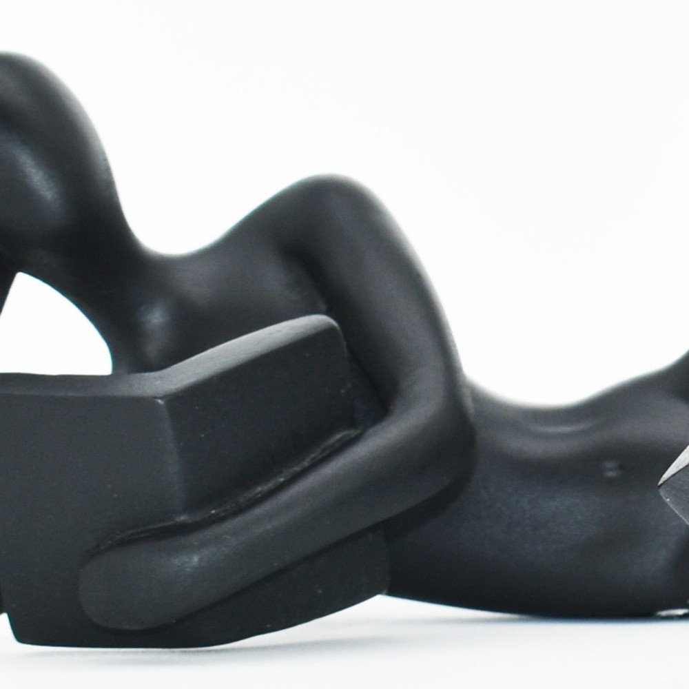 Set of Two Black Resin People Tabletop Sculpture