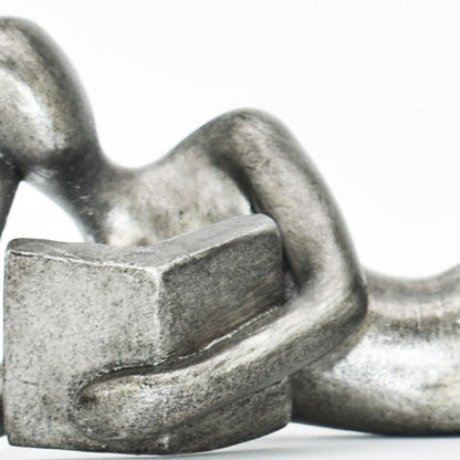 Set of Two Pewter Resin People Tabletop Sculpture