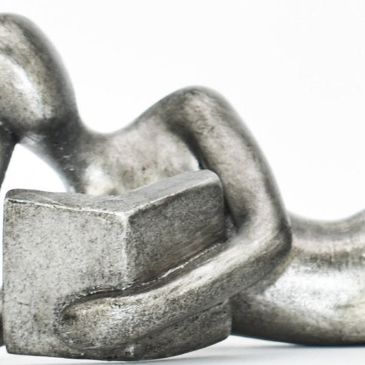 Set of Two Pewter Resin People Tabletop Sculpture