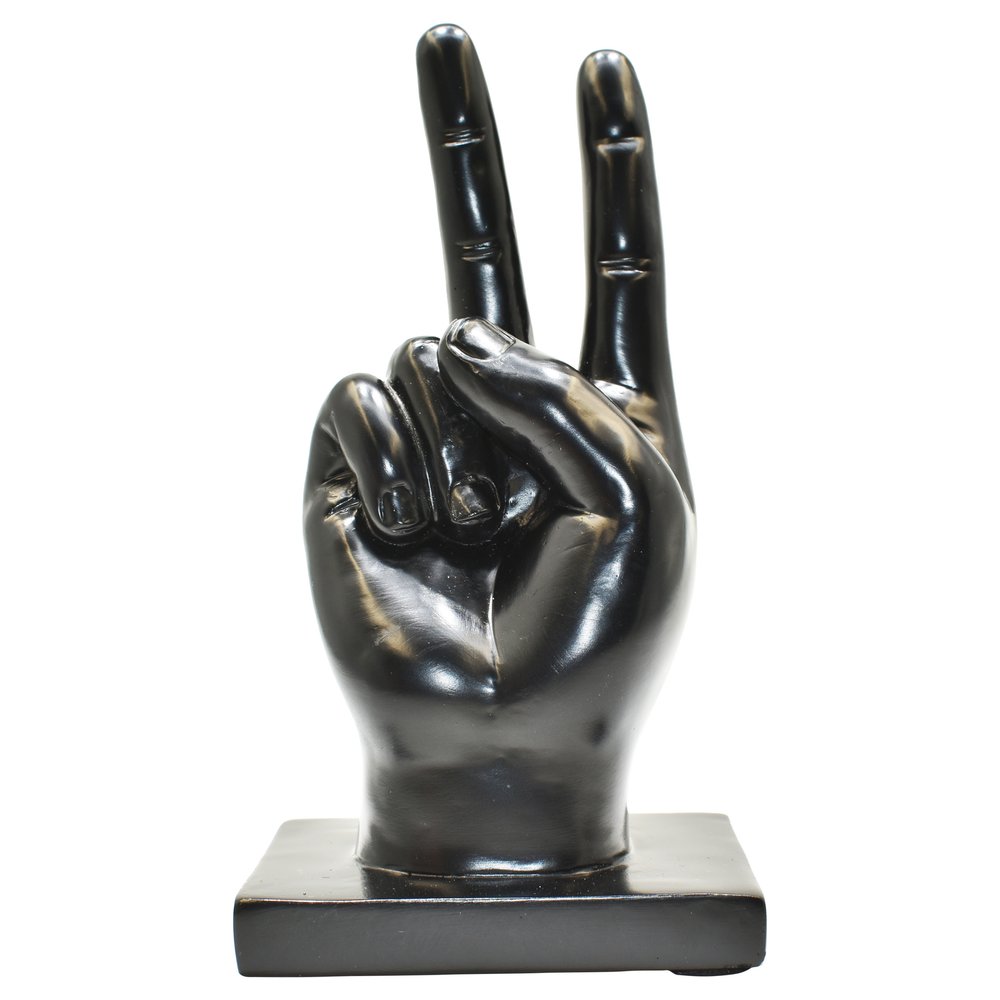 6" Black Resin Hand Tabletop Sculpture