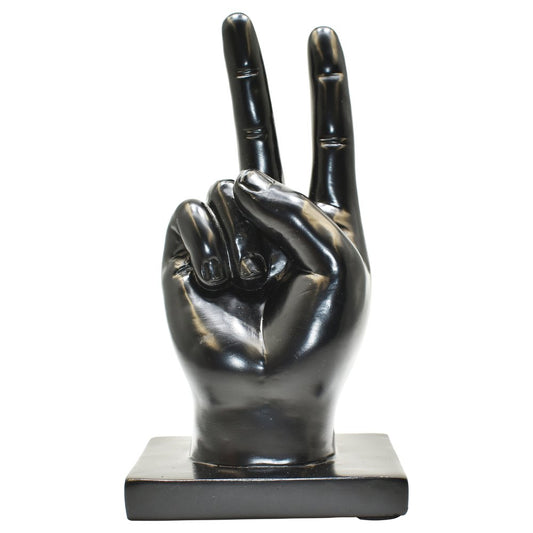 6" Black Resin Hand Tabletop Sculpture