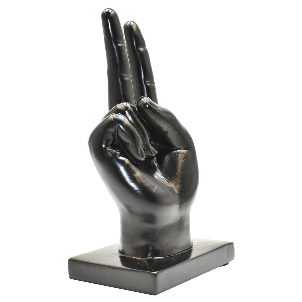 6" Black Resin Hand Tabletop Sculpture