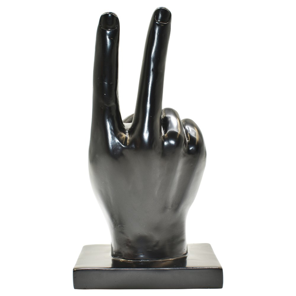 6" Black Resin Hand Tabletop Sculpture