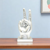 6" Silver Resin Hand Tabletop Sculpture