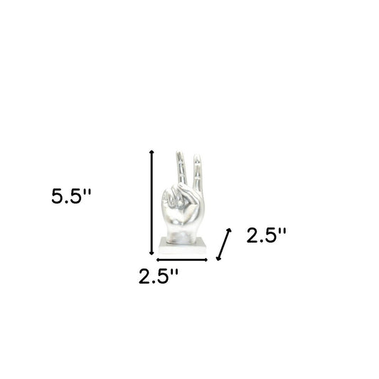 6" Silver Resin Hand Tabletop Sculpture