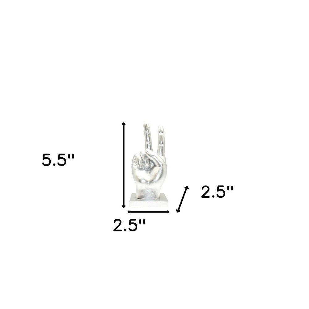 6" Silver Resin Hand Tabletop Sculpture