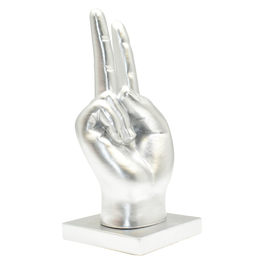 6" Silver Resin Hand Tabletop Sculpture