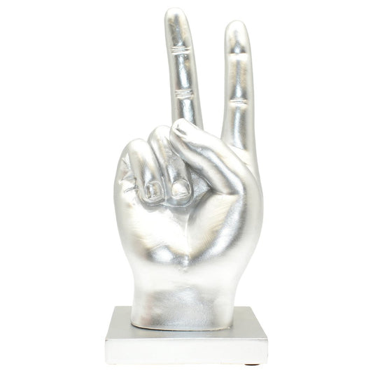 6" Silver Resin Hand Tabletop Sculpture