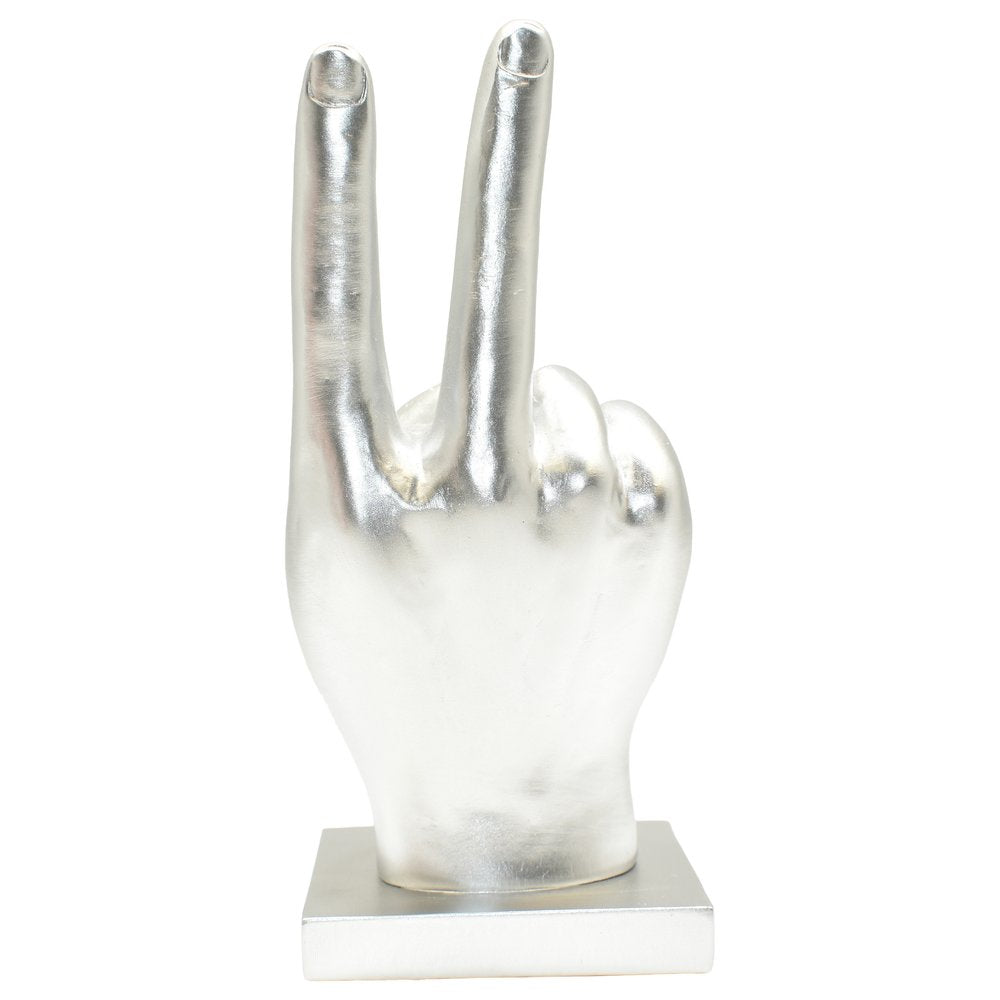 6" Silver Resin Hand Tabletop Sculpture