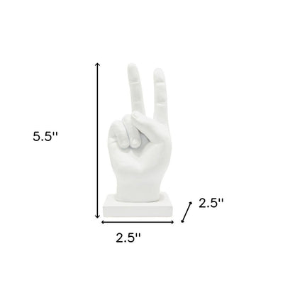 6" White Resin Hand Tabletop Sculpture