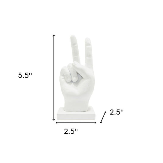 6" White Resin Hand Tabletop Sculpture