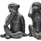 Set of Three Black Resin Monkey Tabletop Sculpture