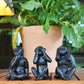 Set of Three Black Resin Monkey Tabletop Sculpture