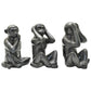 Set of Three Black Resin Monkey Tabletop Sculpture