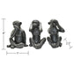 Set of Three Black Resin Monkey Tabletop Sculpture