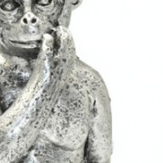 Set of Three Silver Resin Monkey Tabletop Sculpture