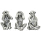 Set of Three Silver Resin Monkey Tabletop Sculpture