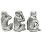 Set of Three Silver Resin Monkey Tabletop Sculpture