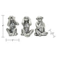 Set of Three Silver Resin Monkey Tabletop Sculpture