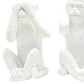 Set of Three White Resin Monkey Tabletop Sculpture