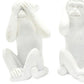 Set of Three White Resin Monkey Tabletop Sculpture