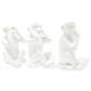 Set of Three White Resin Monkey Tabletop Sculpture