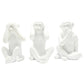 Set of Three White Resin Monkey Tabletop Sculpture